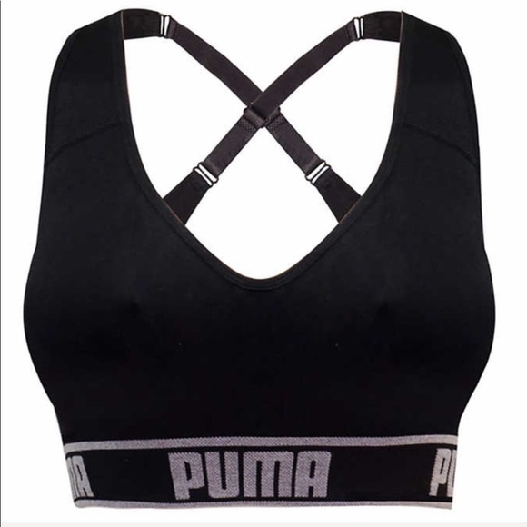 🔥 NWT Pink Gray Black White Puma Sports Bra 36 38 - Picture 4 of 5